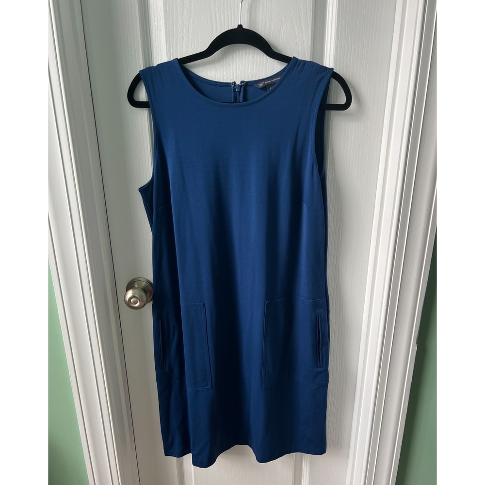 Brooks Brothers 346 Womens Dress Blue Sleeveless Pockets Shift Casual‎ Size L
